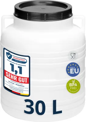 Image de Garronda Fût alimentaire en plastique HDPE de 30L pour la maison et le jardin GD-0078, Blanc