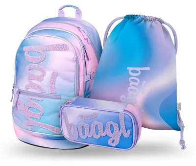 Produktbild von Baagl Schulrucksack Set Jungen Mädchen 3 Teilig Grundschule Ranzen - Sky