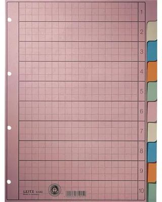 Produktbild von Leitz 43400000, Leerer Registerindex, Papier, Mehrfarbig, Porträt, A4, 130 g/m²