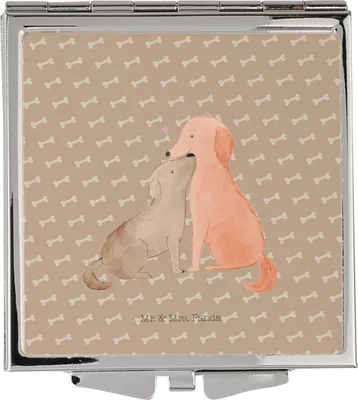 Produktbild von Mr. & Mrs. Panda Handspiegel Hunde Liebe - Hundeglück - Geschenk, Vertrauen, Quadratischer Spiegel, Klappbarer, Hund, Herz, Kuss, Klappspiegel, Taschenspiegel, Sprüche