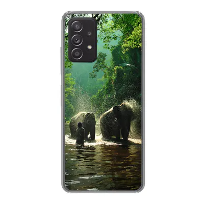 Produktbild von MuchoWow® Handyhülle Schutzhülle Hülle für Samsung galaxy a73 Elefant - Wasser - Bäume - Grün - Tiere Silikon Softcase Handy Hülle - Handyhülle