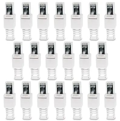 Produktbild von Netzwerkstecker Cat 6a RJ45 Stecker 20x Steckverbinder werkzeuglos Zugentlastung