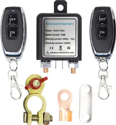 Immagine prodotto di relè della batteria dell'auto a 12 V Interruttore remoto senza fili Interruttore sezionatore di batteria Interruttore principale di interruzione di corrente con 2 telecomandi