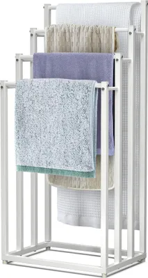 Immagine prodotto di VOUNOT® Portasciugamani in metallo in piedi per il bagno, portasciugamani con 4 aste, bianco