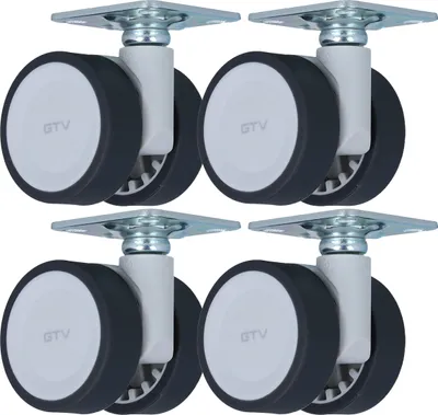 Produktbild von 4er Set Möbeltransportrolle Ø 50mm Doppel-Möbelrolle Zweifachrolle Lenkrolle Montageplatte