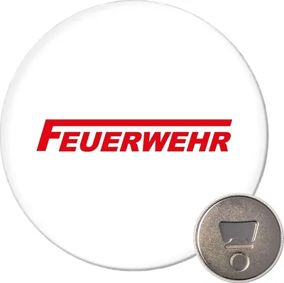Produktbild von Huuraa Magnet Feuerwehr 59mm Kühlschrankmagnet rund Flaschenöffner Geschenkidee