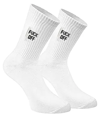 Produktbild von Unisex-Laufsocken aus weichem Polyester mit lustigen Buchstabenaufdrucken für Sommer und Herbst: VERPISS DICH