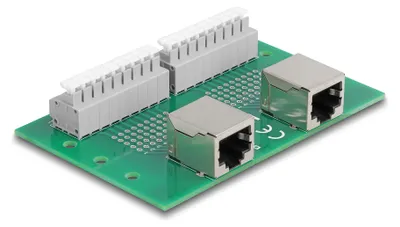 Obrázok produktu pre Delock RJ45 2 x Buchse zu 2 x Terminalblock mit Drucktaster für Hutschiene