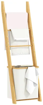 Produktbild von HOMCOM Badregal, 2-in-1 Badezimmerregal mit 3 Stangen abnehmbarer 48L-Wäschekorb