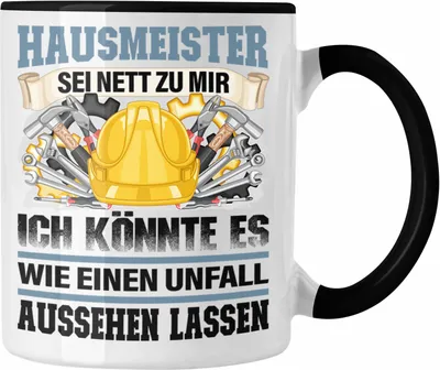 Produktbild von Trendation - Hausmeister Tasse Geschenk Lustiger Spruch für Facility Manager Geschenkidee (Schwarz)