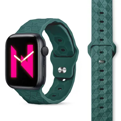 Produktbild von Hexion Armband für Apple Watch SE/10/9/8/7/6/5/4/3/2/1, Silikon Loop Sportarmband, 38/40/41/42mm - Fichtengrün