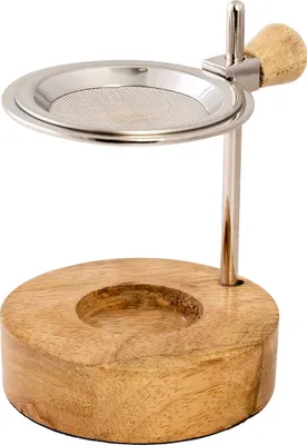 Produktbild von Räucherstövchen silber 12,5cm hoch verstellbar Holzboden rund Weihrauch Teelicht