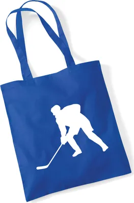 Produktbild von Huuraa Jutebeutel Eishockey Silhouette 10 Liter Bright Royal Baumwolle Tasche Geschenkidee