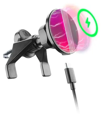 Produktbild von Cellularline Mag Wireless Charging Holder, Handy/Smartphone, Aktive Halterung, Auto, Schwarz