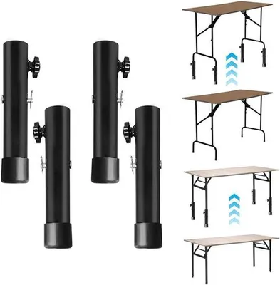 Produktbild von Set mit 4 verstellbaren Möbelbeinen – 20 cm Eisenmöbelbeine – Höhenverstellung von 9 bis 13 cm