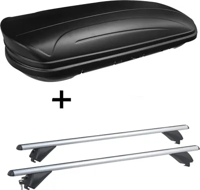 Produktbild von Dachbox VDPMAA320 320Ltr abschließbar schwarz matt  + Alu Dachträger RB003 kompatibel mit Volkswagen Touran (5Türer) ab 2015