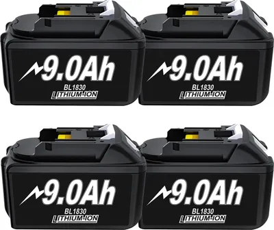 Immagine prodotto di Batteria compatibile BL1830/BL1860, per utensili Makita 18V, 18650 Li-Ion 9,0Ah, confezione da 4 pezzi, Avorio