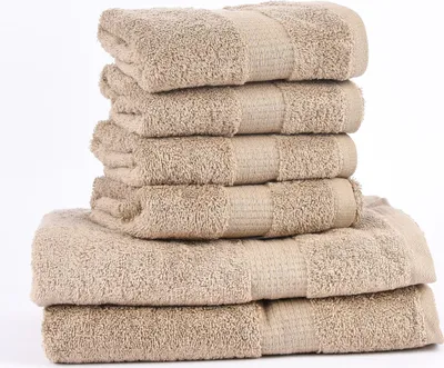 Produktbild von 6tlg Singleset Qualitätsfrottee 100% Baumwolle 500g/qm einfarbig Farbe sandfarben