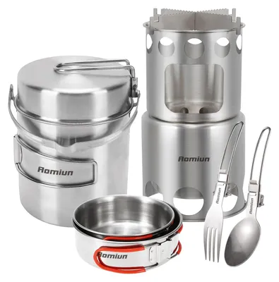 Produktbild von Elzusha - 1-Liter-Kochtopf mit zusammenklappbarem Besteckset für Camping