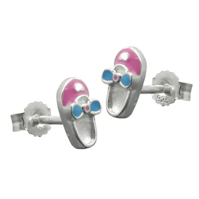 Produktbild von Ohrstecker Ohrring 8x4mm Kinderohrring Schuh rosa-hellblau lackiert Silber 925 silber 8x4mm