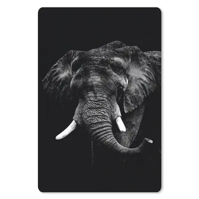 Produktbild von MuchoWow® Mauspad Mousepad Elefant vor schwarzem Hintergrund - schwarz und weiß 18x27 cm - Mousepads - Maus Mat - Pad - Mausunterlage