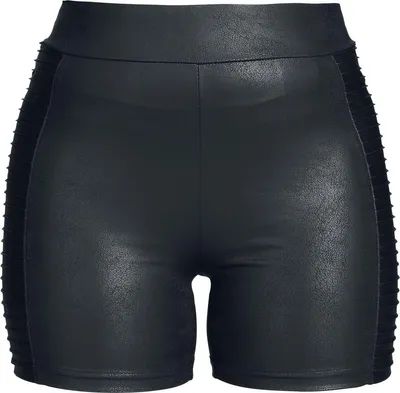 Produktbild von Black Premium by EMP Damen schwarze Kunstleder-Shorts mit Gummizug XXL