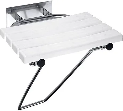 Produktbild von BELP Duschklappsitz Edelstahl Kunststoff poliert mit Abdeckung 440x460x450 mm, 200 kg Traglast für Bad & WC >> zum Bohren