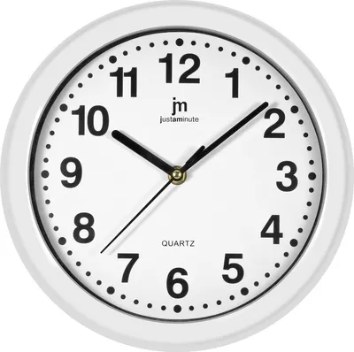 Zdjęcie produktu dla Lowell Justaminute 00710, Ściana, Zegar kwarcowy, Okrągły, Biały, Plastik, 25 cm