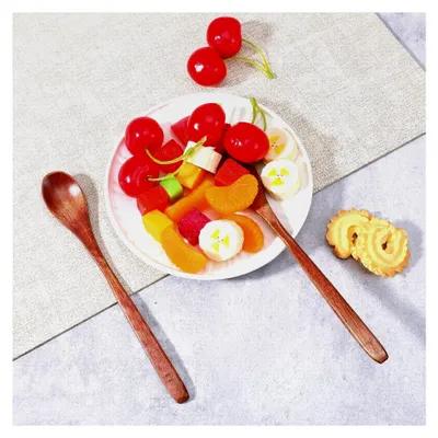 Produktbild von 2 Stück Holzlöffel Klein, Honiglöffel aus Padauk Holz mit langem Griff, handgefertigtes umweltfreundliches Küchengerät für heiße Schokolade, Kaffee, Tee