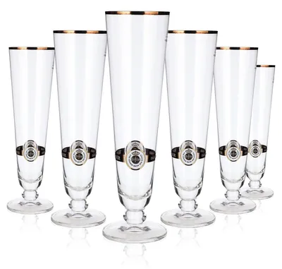 Produktbild von 6x Warsteiner Bier Glas 0,4l Pokal Tulpe Goldrand Gläser Brauerei Gastro Pils