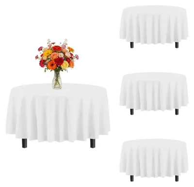 Imagen del producto de Solidchoice - Juego de 4 manteles redondos blancos - Impermeables y reforzados, ideales para fiestas y bodas