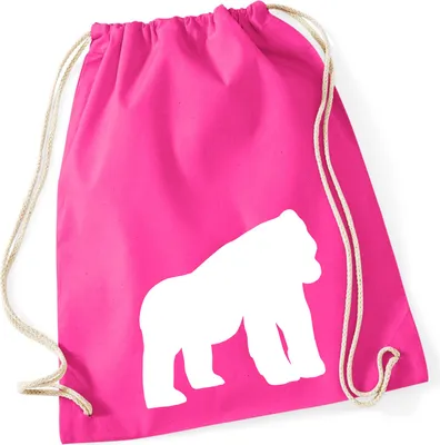 Produktbild von Huuraa Turnbeutel Gorilla Silhouette 12 Liter Fuchsia Baumwolle Rucksack Geschenkidee