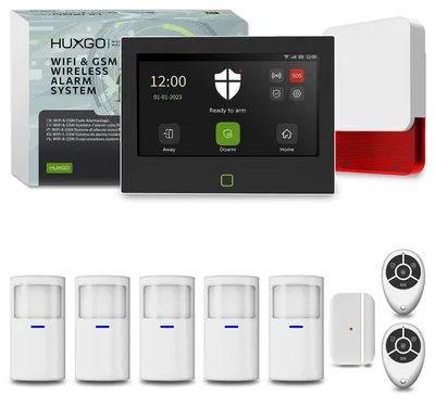 Produktbild von HUXGO Alarmanlage WLAN GSM 4G HXA700 mit Sirene 5x PIR 1x Türkontakt