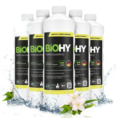 Produktbild von BiOHY Teppichshampoo + Dosierer, Teppichshampoo Konzentrat, Teppichreiniger, 6 x 1 l