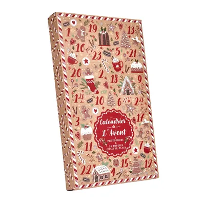 Adventskalender mit 24 roten Duftkerzen im Geschenkset