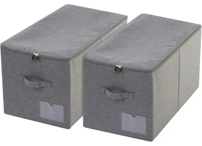 Produktbild von Aufbewahrungskorb faltbar mit Deckel 2 Stück dunkelgrau 56x32x33cm