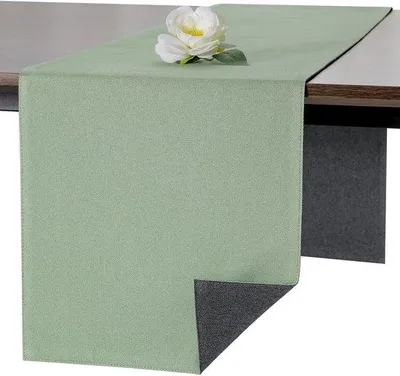 Produktbild von Grau und Salbei Dekorationslaken, waschbar, antislip, stilvoll, doppelseitig, leicht zu reinigen, für Esszimmer, Party, Urlaub (Grau, Salbei, 30 x 240 cm)