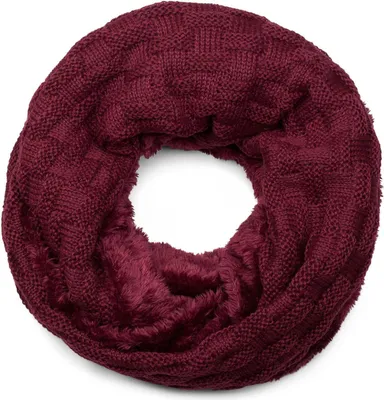 Produktbild von styleBREAKER warmer Feinstrick Loop Schal mit Flecht Muster und sehr weichem Fleece Innenfutter, Schlauchschal, Uni 01018150