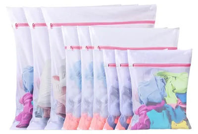 Wäschenetze 10 Stück, 3 Größen, Mesh, Polyester, weiß