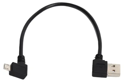 Zdjęcie produktu dla Kabel do transmisji danych z wtykiem USBA na wtyk Micro USB z adapterem kątowym, 24 cm, czarny