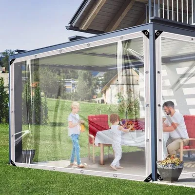 Obrázok produktu pre Priehľadná PVC plachta do záhrady a na pergolu, 5 x 5 m, hrúbka 0,4 mm, vodotesná a odolná