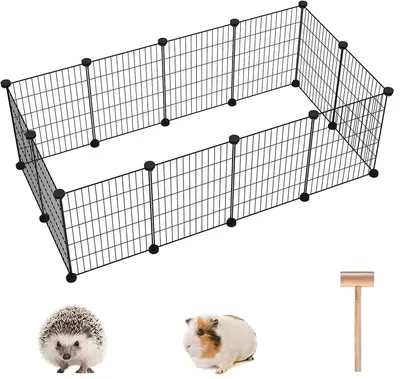 Productafbeelding van C&AHOME, set van 12 draadkooien voor huisdieren, draagbaar, zwart, ideaal voor cavia's