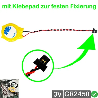 Produktbild von CR2450 CMOS BIOS Batterie 3V mit Stecker Kabel für Minisforum X400 Mini PC RTC Backup Uhrzeit Batterie Knopfzelle