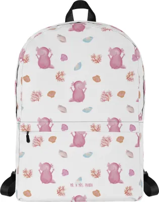 Produktbild von Mr. & Mrs. Panda Rucksack Axolotl Hurra - Weiß - Geschenk, Tagesrucksack, Lurch, Backpack, Schwanzlurch, Stadtrucksack, Spaß, Schulrucksack, Laptoprucksack, Fröhlich
