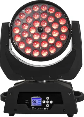 Produktbild von LED Wash Moving Head Beleuchtung, RGBWA UV Farbmischung, DMX Steuerung, 1 Stück 36X18W, EU-Stecker