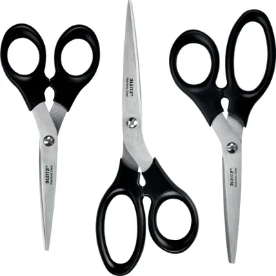 Produktbild von LEITZ Scheren-Set rund schwarz 3-teilig für Links- & Rechtshänder