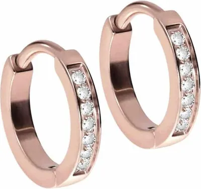 Produktbild von Titan Ohrclicker Creolen EINGEFASSTE KRISTALLE RoséGold Innendurchmesser: 9 mm
