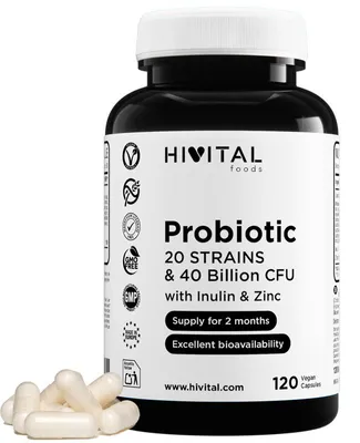 Image de Probiotique : 20 souches, 40 milliards d'UFC | 120 capsules végétales