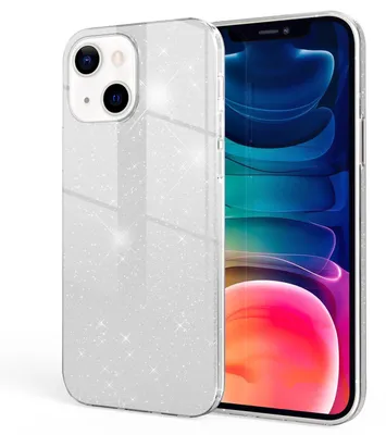 Immagine prodotto di NALIA Robusta Custodia Glitter per iPhone 13, Custodia protettiva ibrida Glitter antiurto Custodia in silicone rinforzato argento