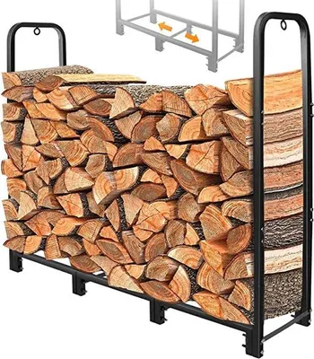 Zdjęcie produktu dla Regał na drewno 122 x 30,5 x 116 cm, drewno opałowe, metal